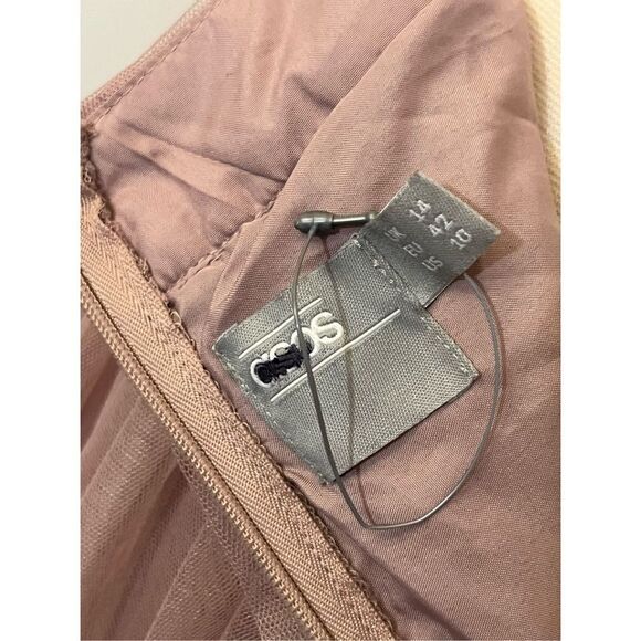 ASOS PREMIUM Tulle One Shoulder Maxi Dress In Mink 10 - Picture 8 of 8